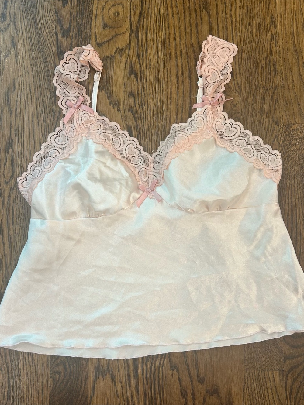 Vintage Pastel Pink Heart Lace Cami